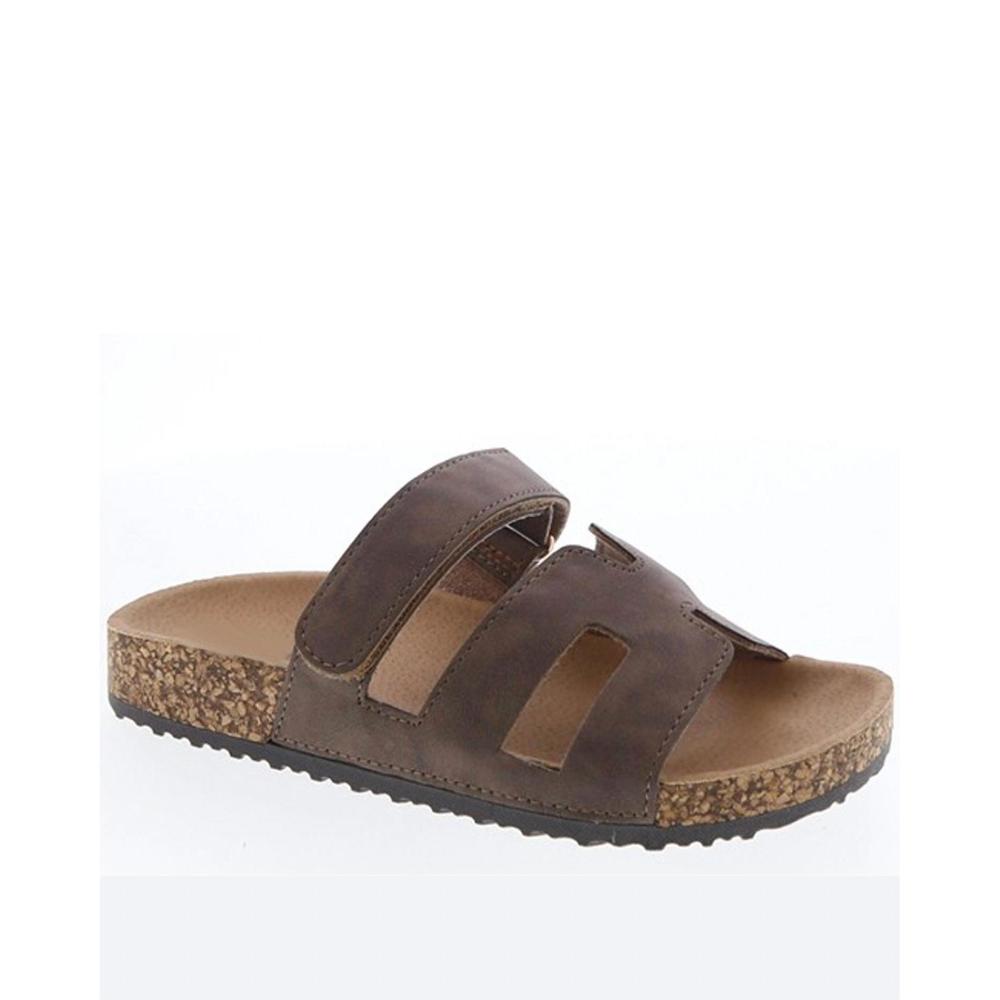 NEW LA SHOE KING unisex faith strappy slides in mocha